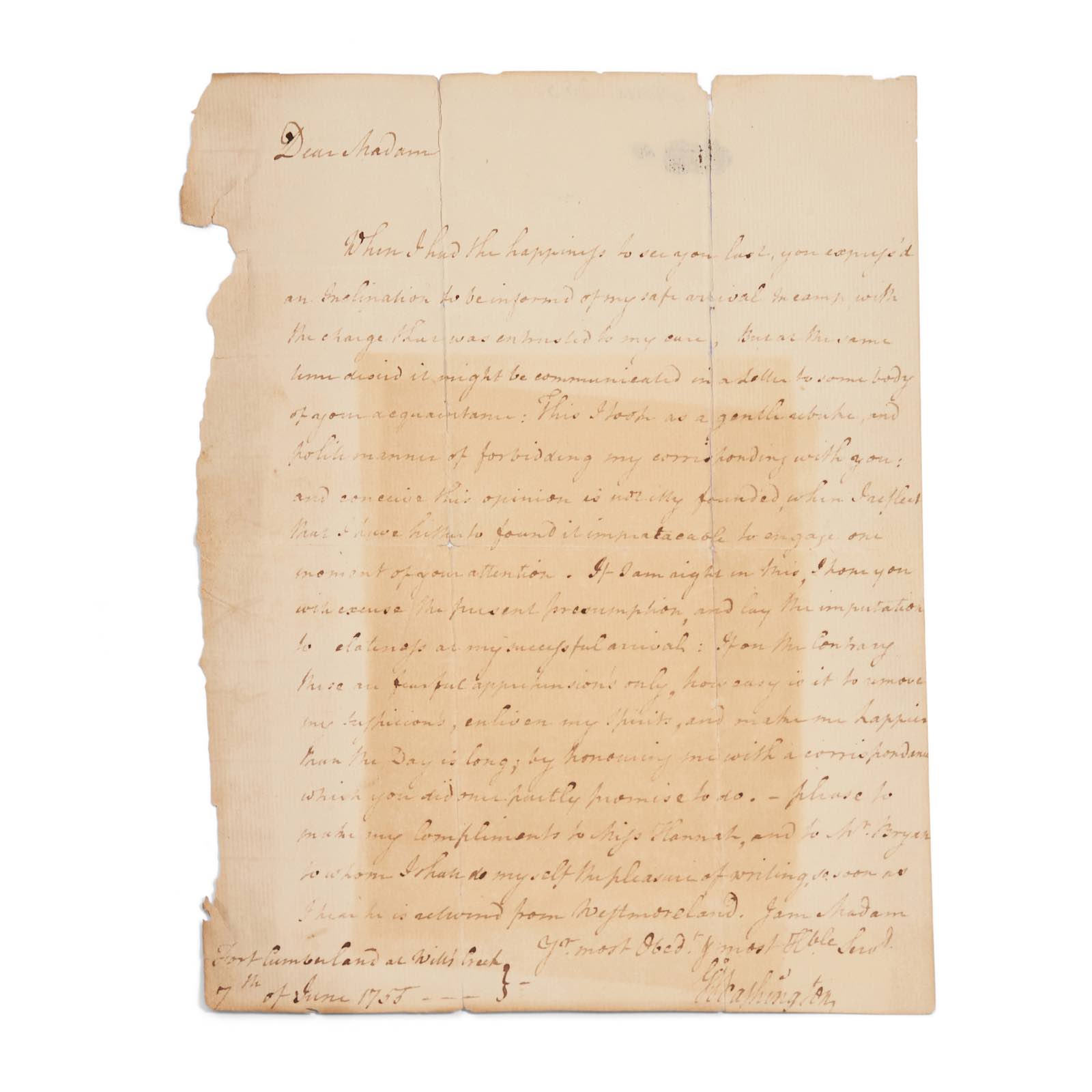 1755 letter signed by George Washington