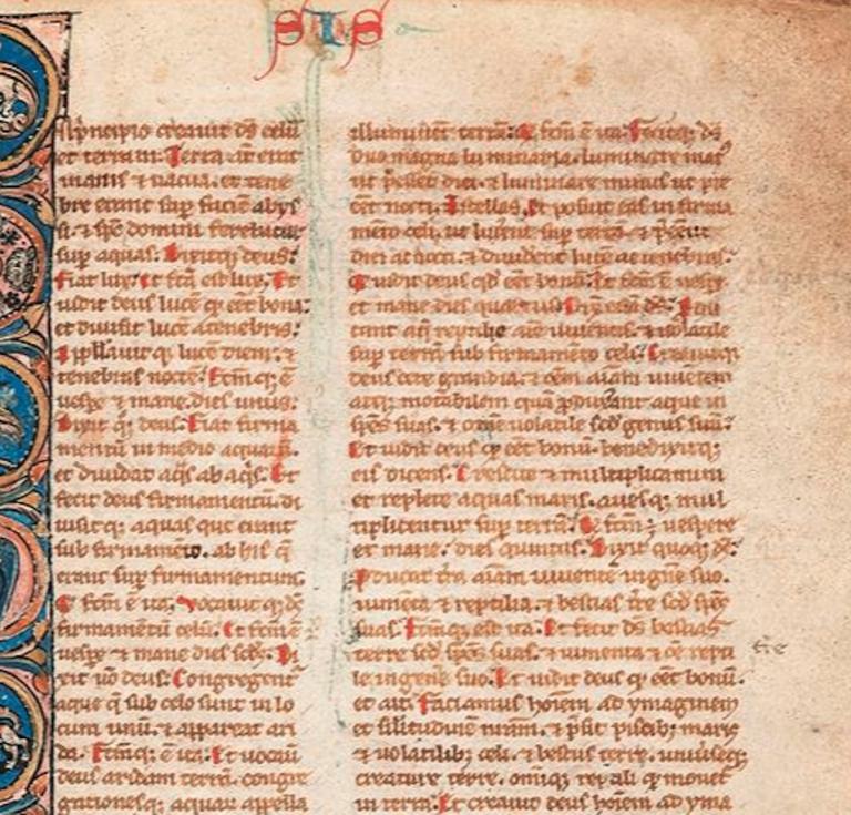 Detail from the Bishop Carr Bible manuscript