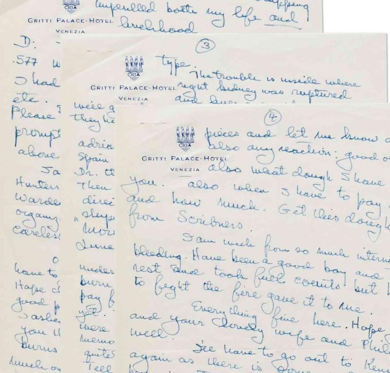 The Hemingway letter outlining his crash injuries