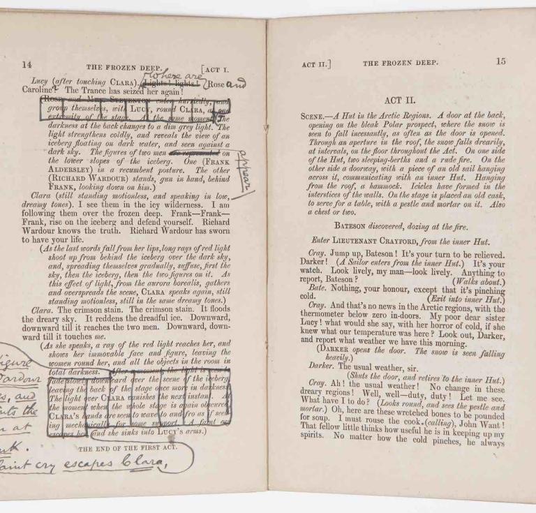 Frozen Deep annotated by Wilkie Collins, 1866 