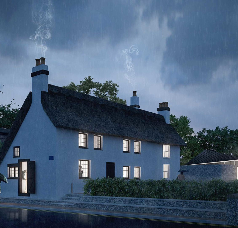 Artist's impression of restored cottage