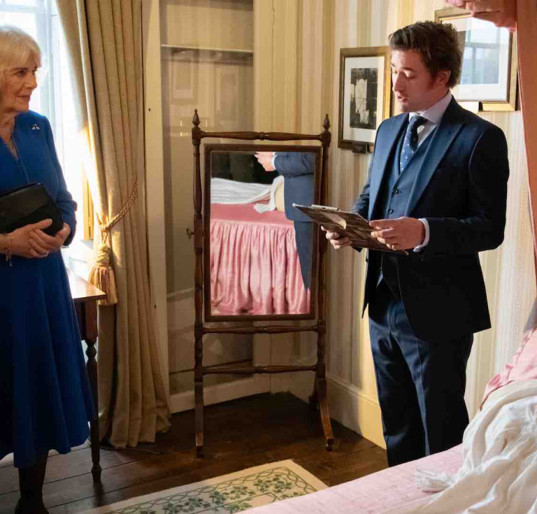 Ollie Dickens, great-great-great grandson of Charles Dickens, with HM The Queen at the Museum earlier this year