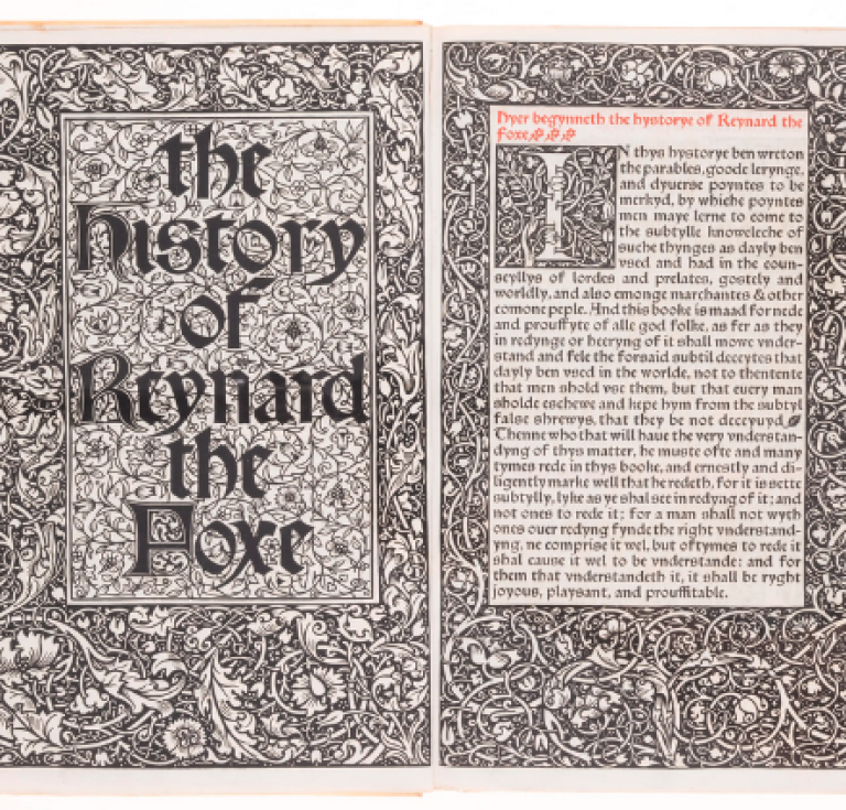 Title opening of the Kelmscott Press edition of "Reynard the Fox" (1892).