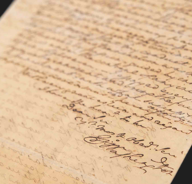 George Washington signed autograph letter on the 'Asgill Affair' denying psychological torture of a British prisoner of war chosen by lottery for etaliatory execution, by “erecting a [gallows] before his prison window”